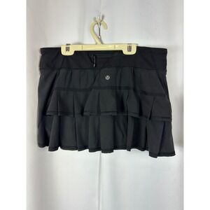Lululemon Pace Setter Skirt Black Pleated Tiered Athletic Tennis Running Size 10